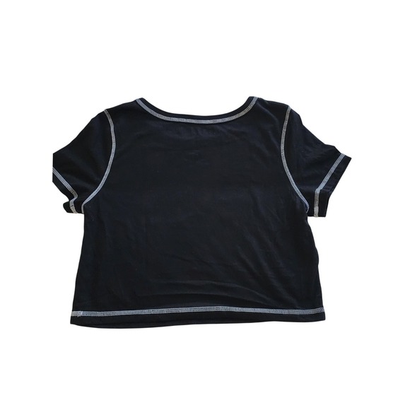Billie Eilish Black Graphic Crop Top Contrast Stitch Short Sleeve Shirt Womens L - Picture 3 of 4